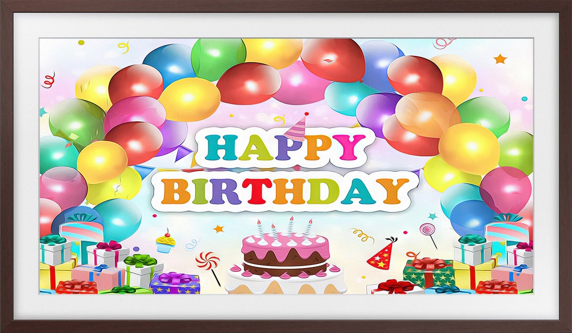 Frame Tv Art Happy Birthday Cake Balloons Birthday Decorations - Image 3