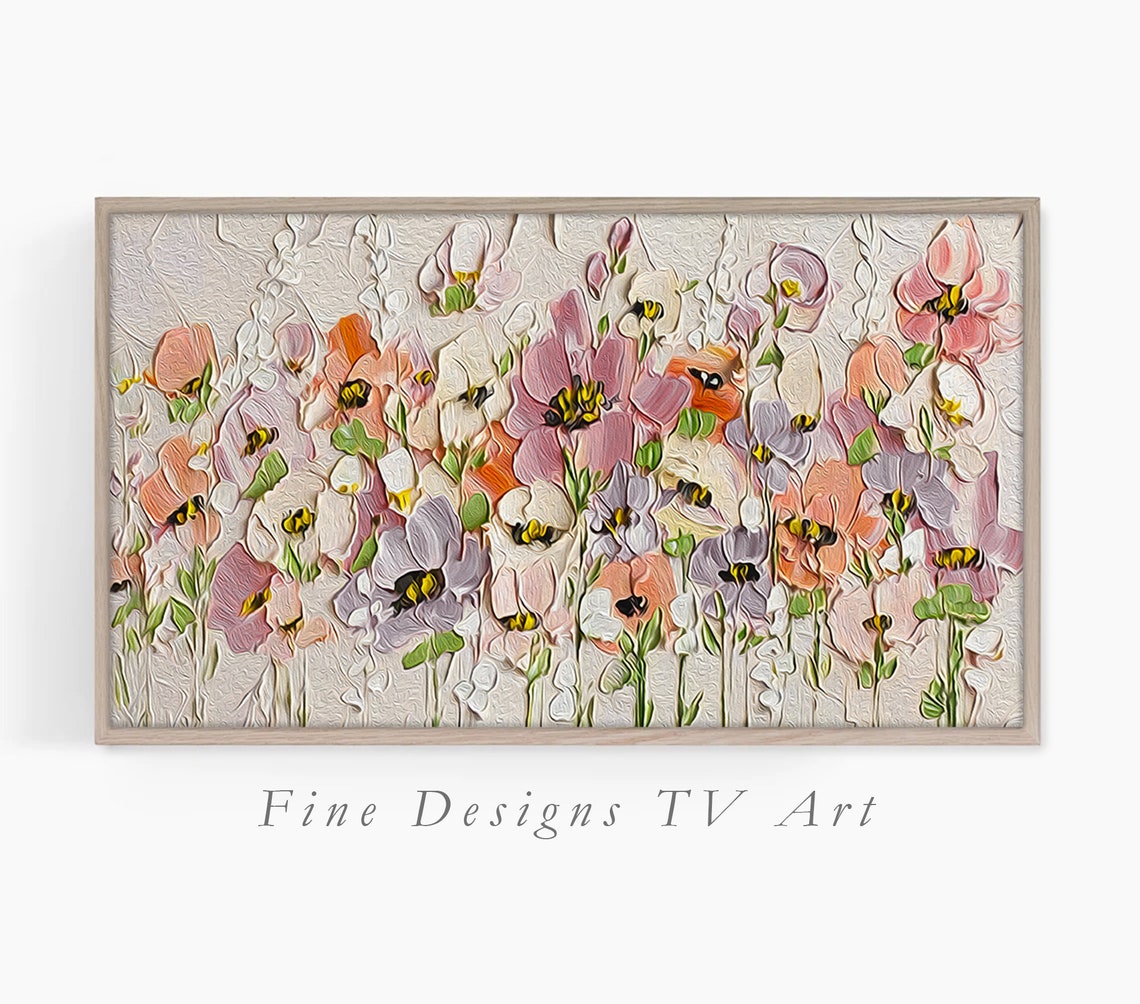 Abstract Pastel Flower Meadow Pink Lavender Cream Art Poster