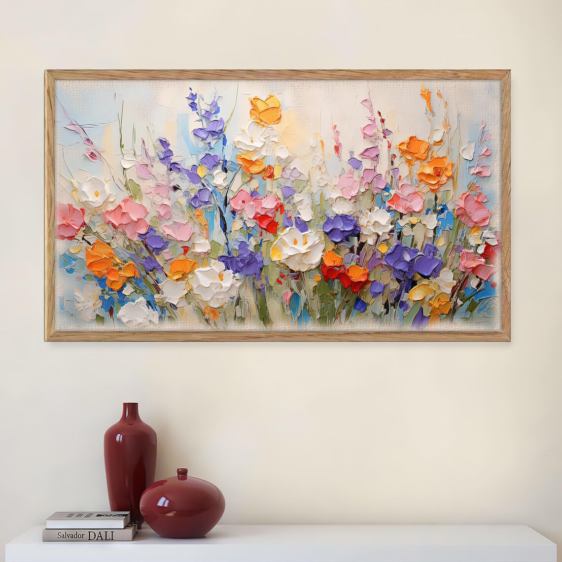 Colorful Wildflower Meadow Impasto Oil Painting Spring Bloom Poster - Image 4