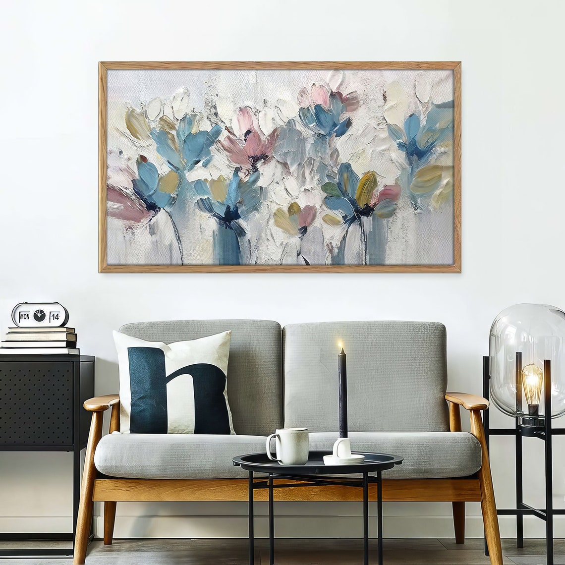 Rustic Pastel Wildflowers Dusty Blue Blush Pink Neutral Art Poster - Image 4