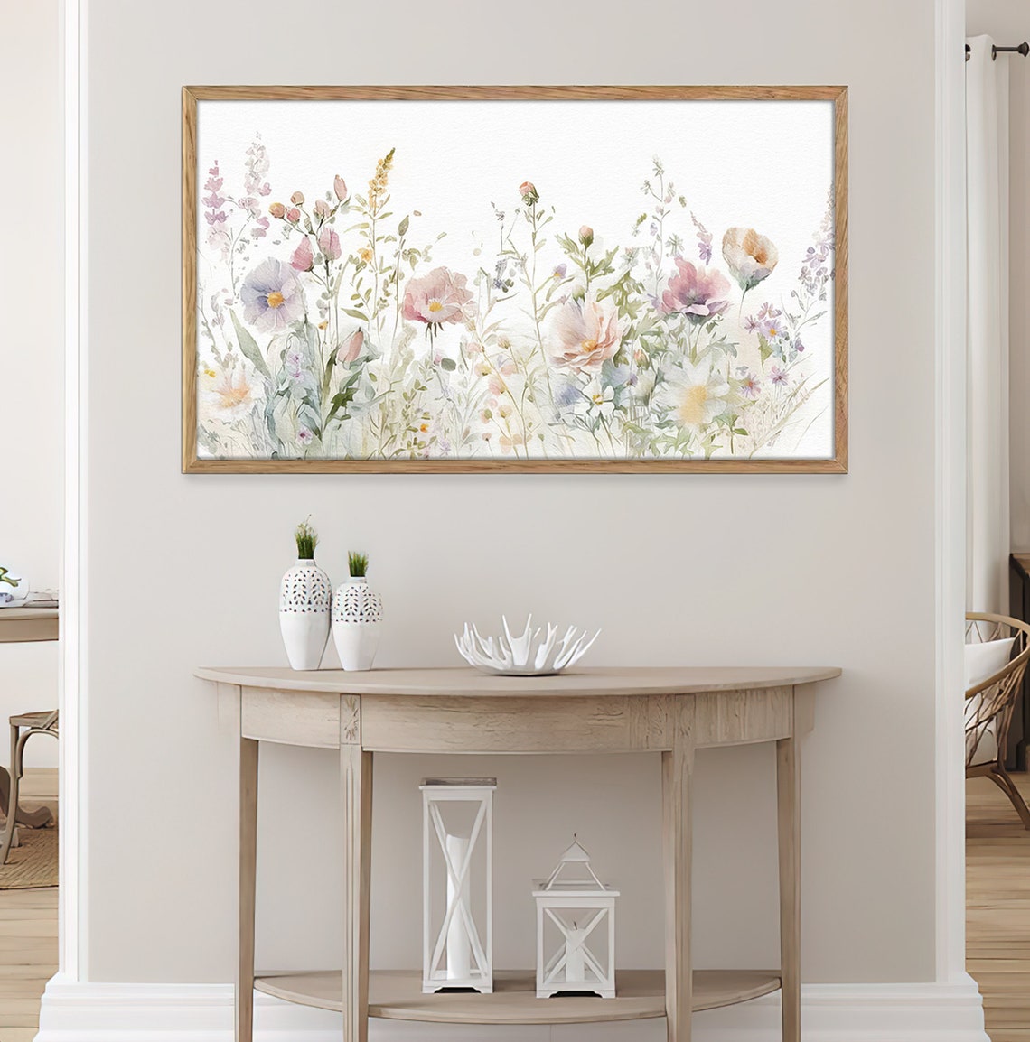 Pink Cosmos Wildflowers Watercolor Pastel Spring Floral Art Print - Image 4