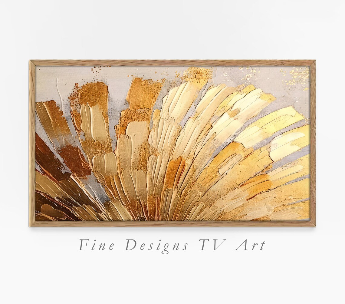 Abstract Gold and Beige Brushstroke Art Print
