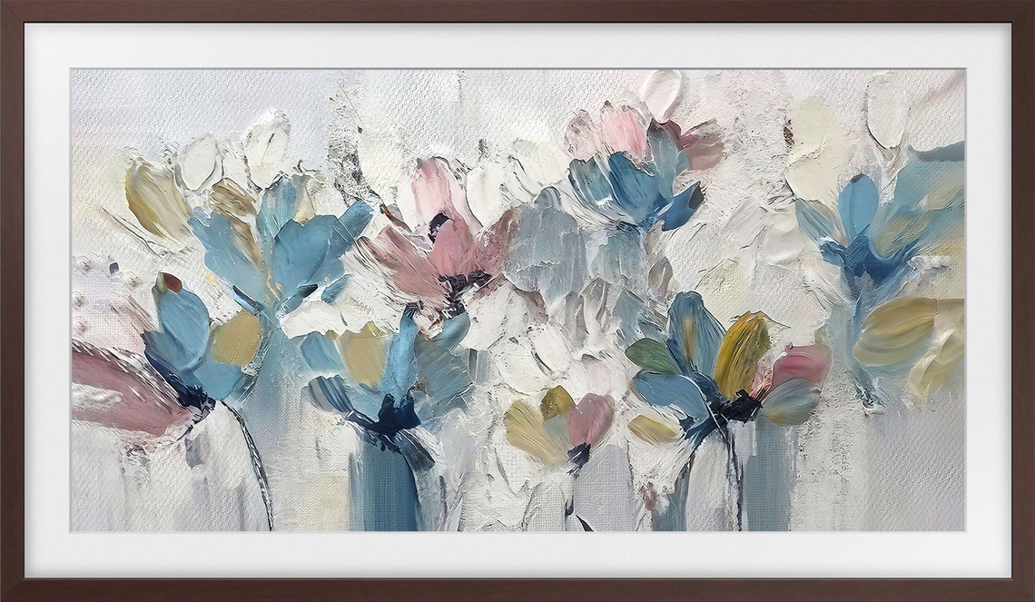 Rustic Pastel Wildflowers Dusty Blue Blush Pink Neutral Art Poster - Image 3