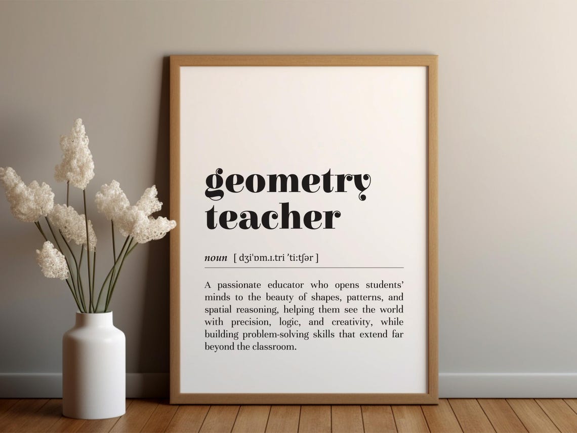 Geometry Teacher Definition Dictionary Math Classroom Poster