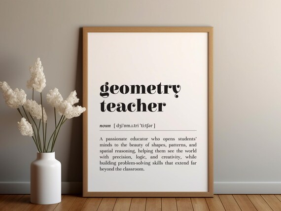 Geometry Teacher Definition Dictionary Math Classroom Poster