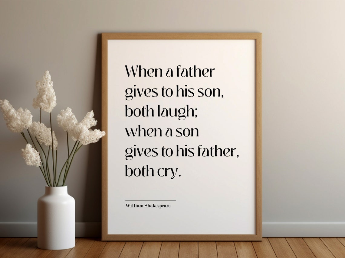 William Shakespeare Father Son Quote Minimalist Fathers Day Poster