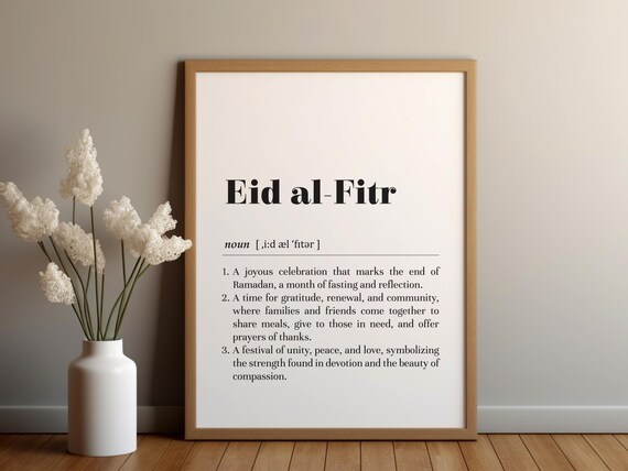 Eid Al Fitr Definition Poster Printinstant Downloadramadan Holiday Gifteducational Printtext Postertypography Printschool Office Decor