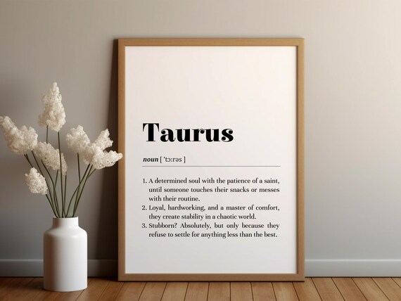 Taurus Definition Poster Printinstant Downloadzodiac Sign Giftastrology Wall Arttaurus Sign Decortext Postermay Birthday Gift Idea