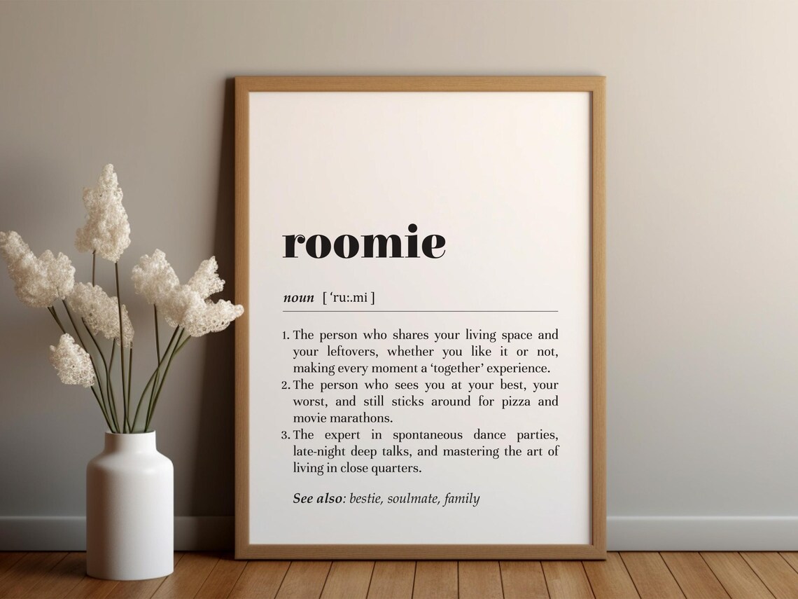Roomie Definition Funny Bestie Roommate College Dorm Gift Poster