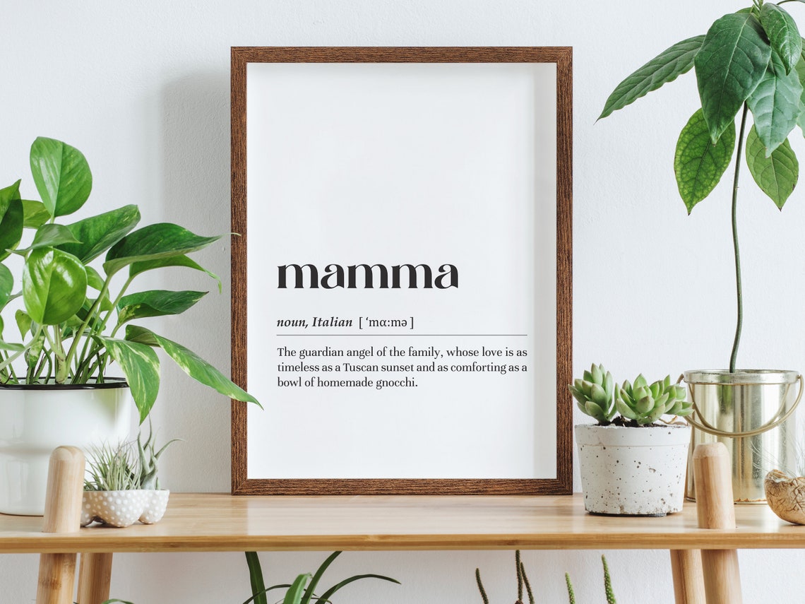 Mamma Italian Guardian Angel Definition Typography Wall Poster