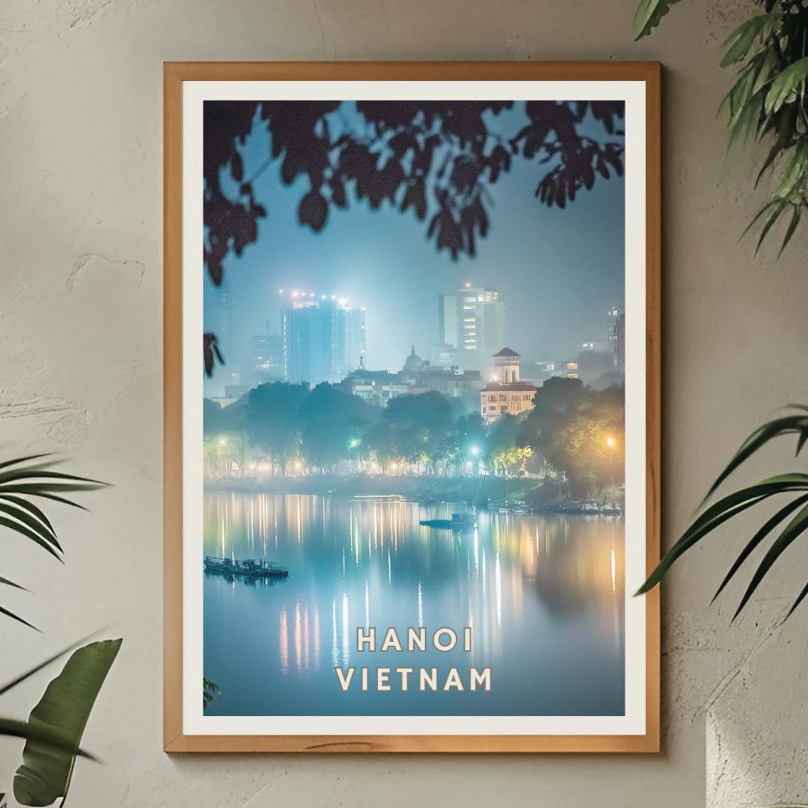 Hanoi Vietnam Poster Hoan Kiem Lake At Night Print City Skyline Wall Art Urban Landscape Vietnam Travel Decor Office Home Gift - Image 2