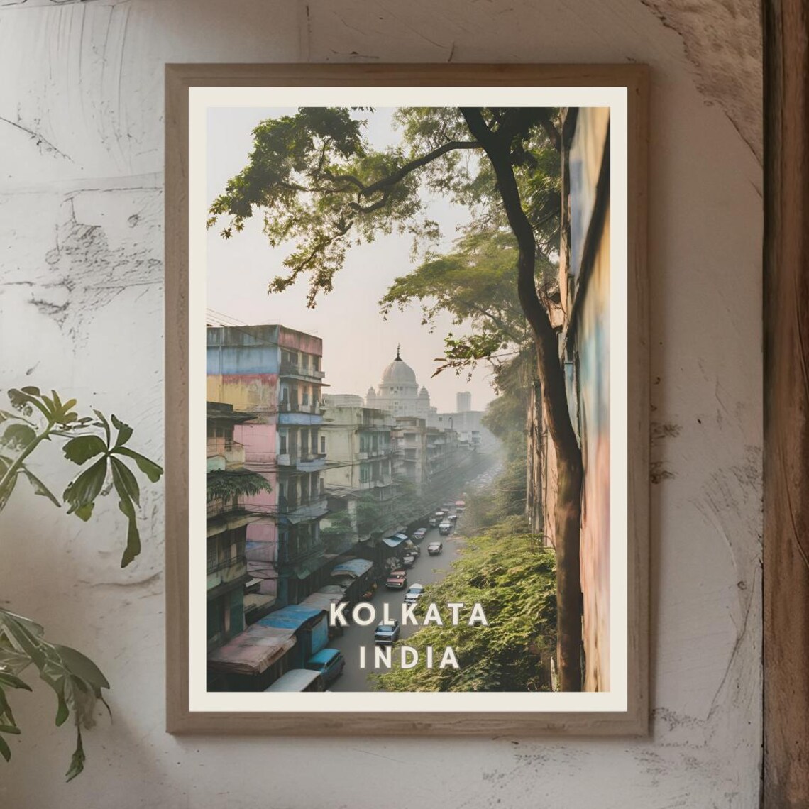 Kolkata India Poster, Urban City Skyline Travel Poster