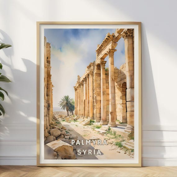 Palmyra Syria Poster Ancient Ruins Wall Art Middle Eastern Heritage Print Historic Desert Landscape Archeological Travel Syrian Decor