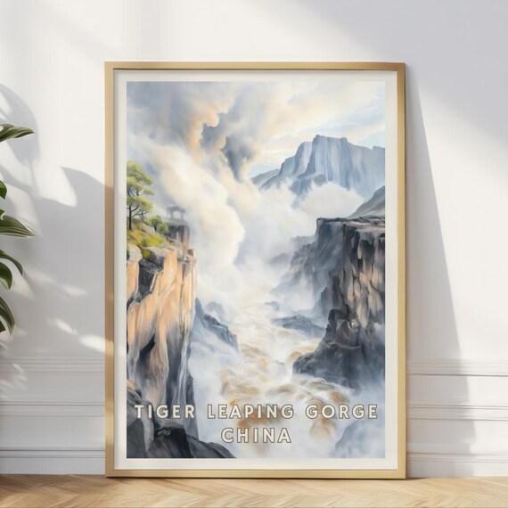 Tiger Leaping Gorge China, Dramatic Canyon Travel Poster