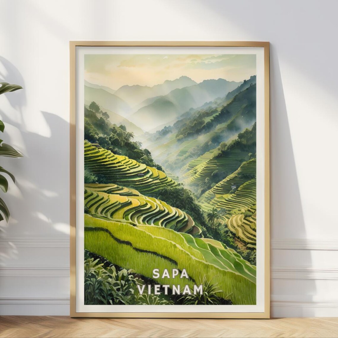 Sapa Vietnam Travel Poster, Lush Rice Terrace