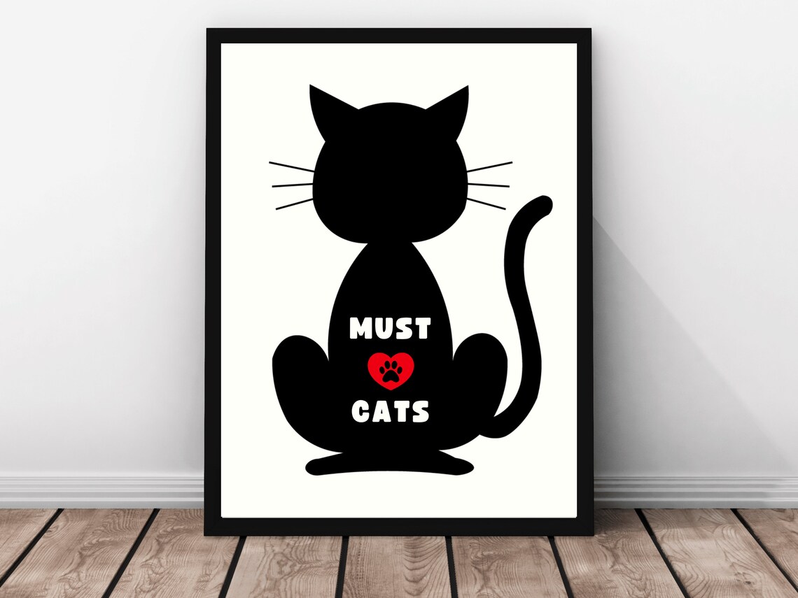 Must Love Dogs Must Love Cats Two Poster Silhouette Set Pet Lover Gift - Image 3
