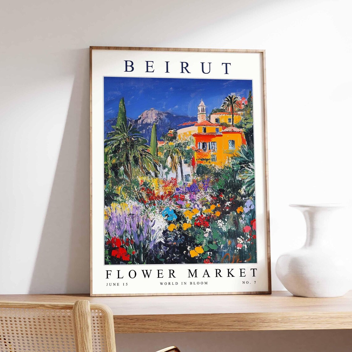 Beirut Flower Market Impressionist Garden Villa Painting Poster No 7