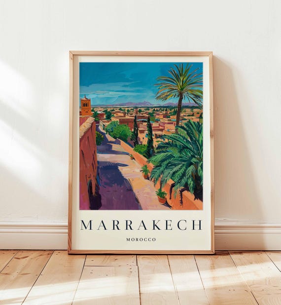 Marrakech Poster Morocco Travel Print North Africa Wall Art Souk Decor Marrakechtravel Gift Marrakechdecor