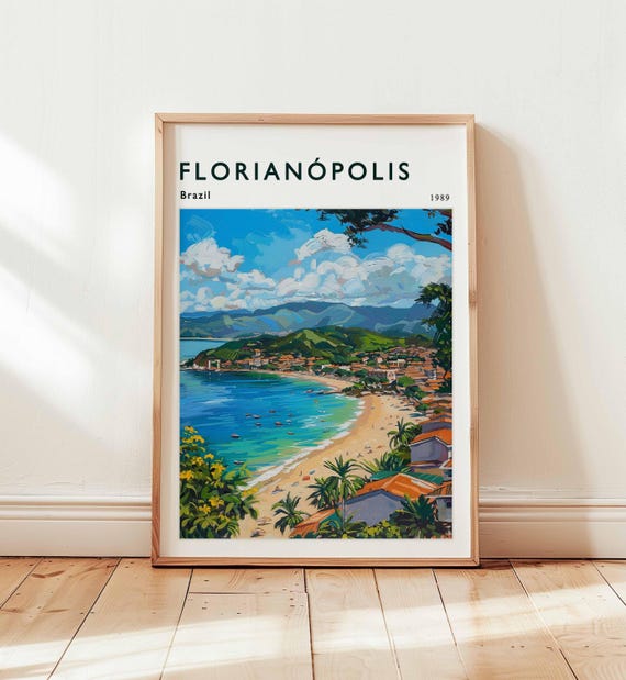 Florianopolis Brazil Travel Poster Island Beach Art