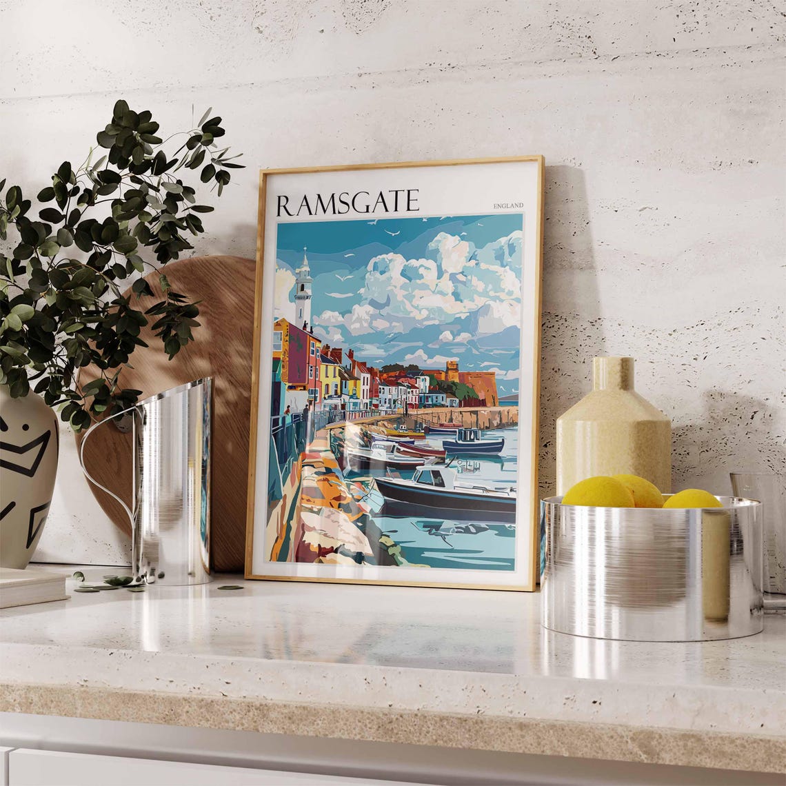 Ramsgate England Bold Harbor Illustration Colorful Town Poster - Image 3
