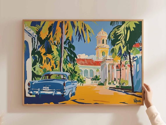 Travel Poster Vibrant Caribbean Island Art