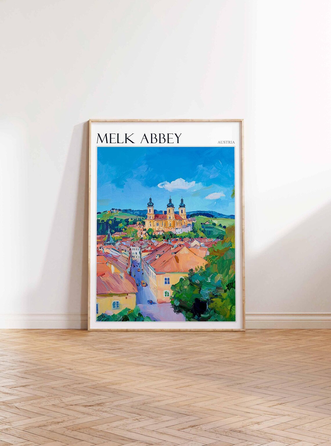 Melk Abbey Austria Old Town Street to the Towers Travel Poster - Image 4