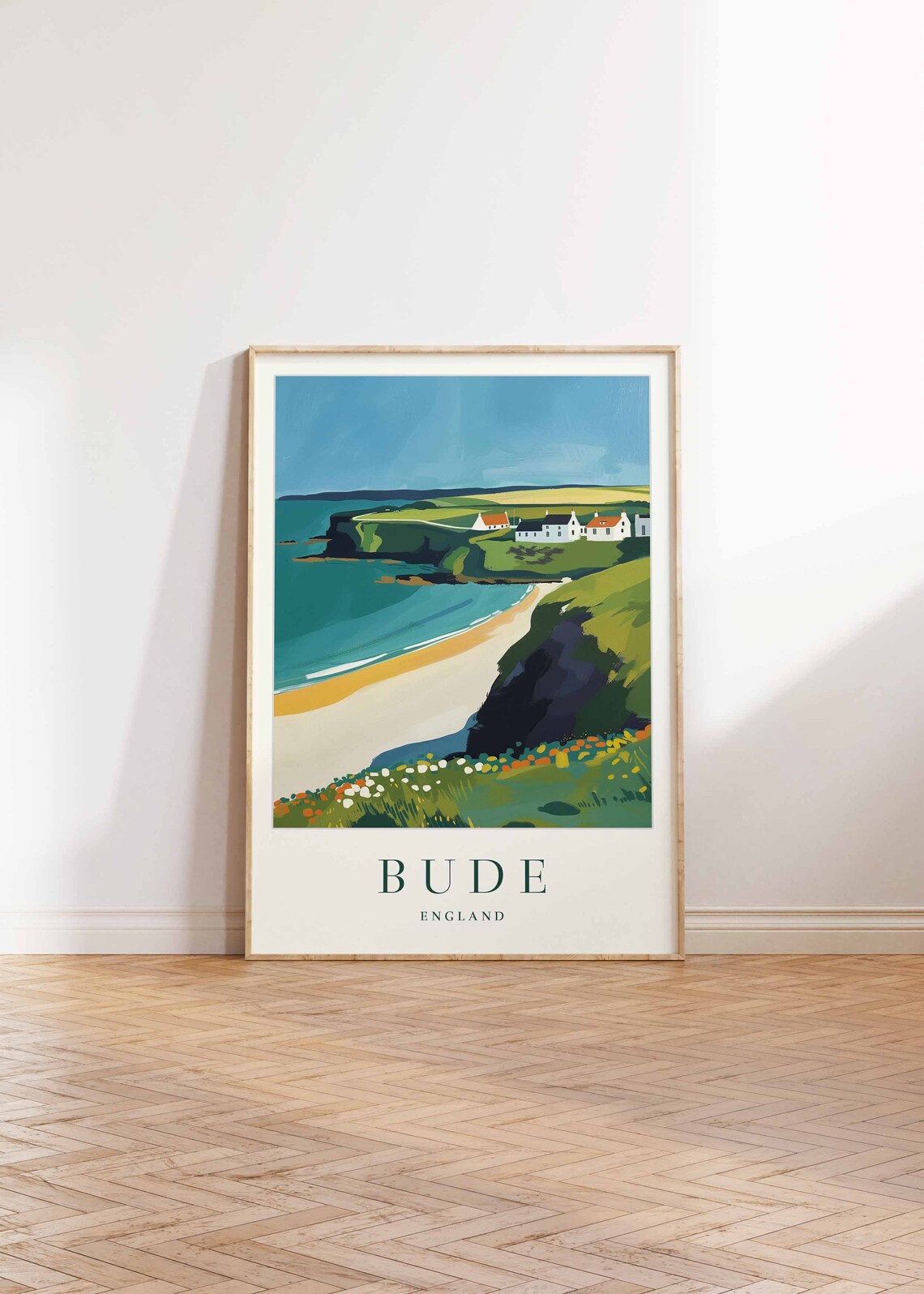 Bude England Beautiful Coastal Cove Scene Vintage Travel Poster - Image 2