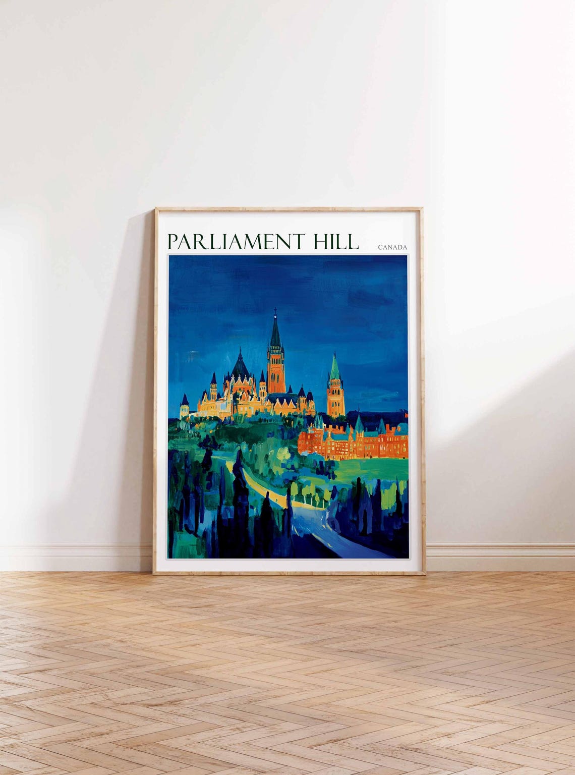 Parliament Hill Ottawa Canada Night Skyline Illuminated Poster - Image 2