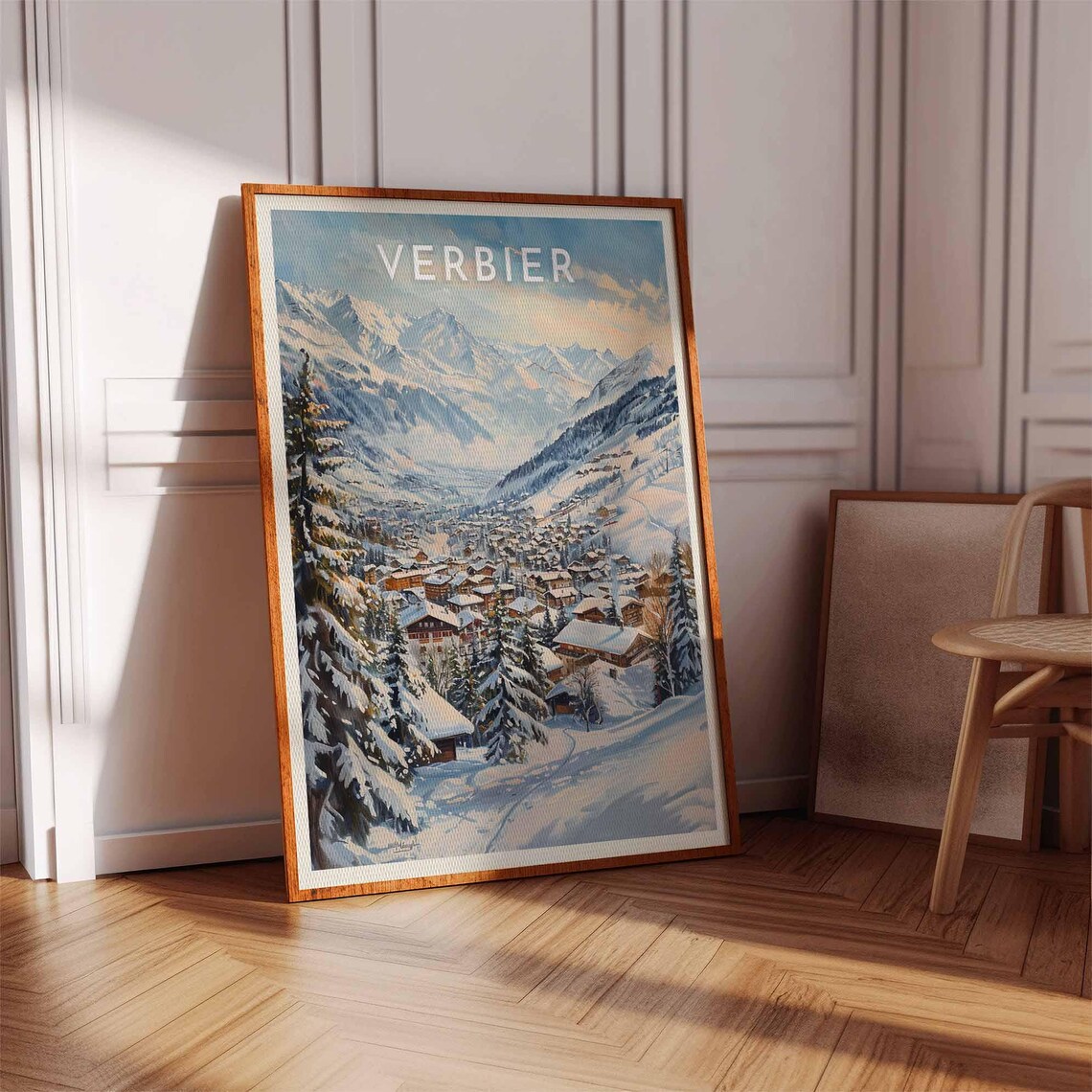 Verbier Switzerland Panoramic Village Mountain Scene Travel Poster - Image 3