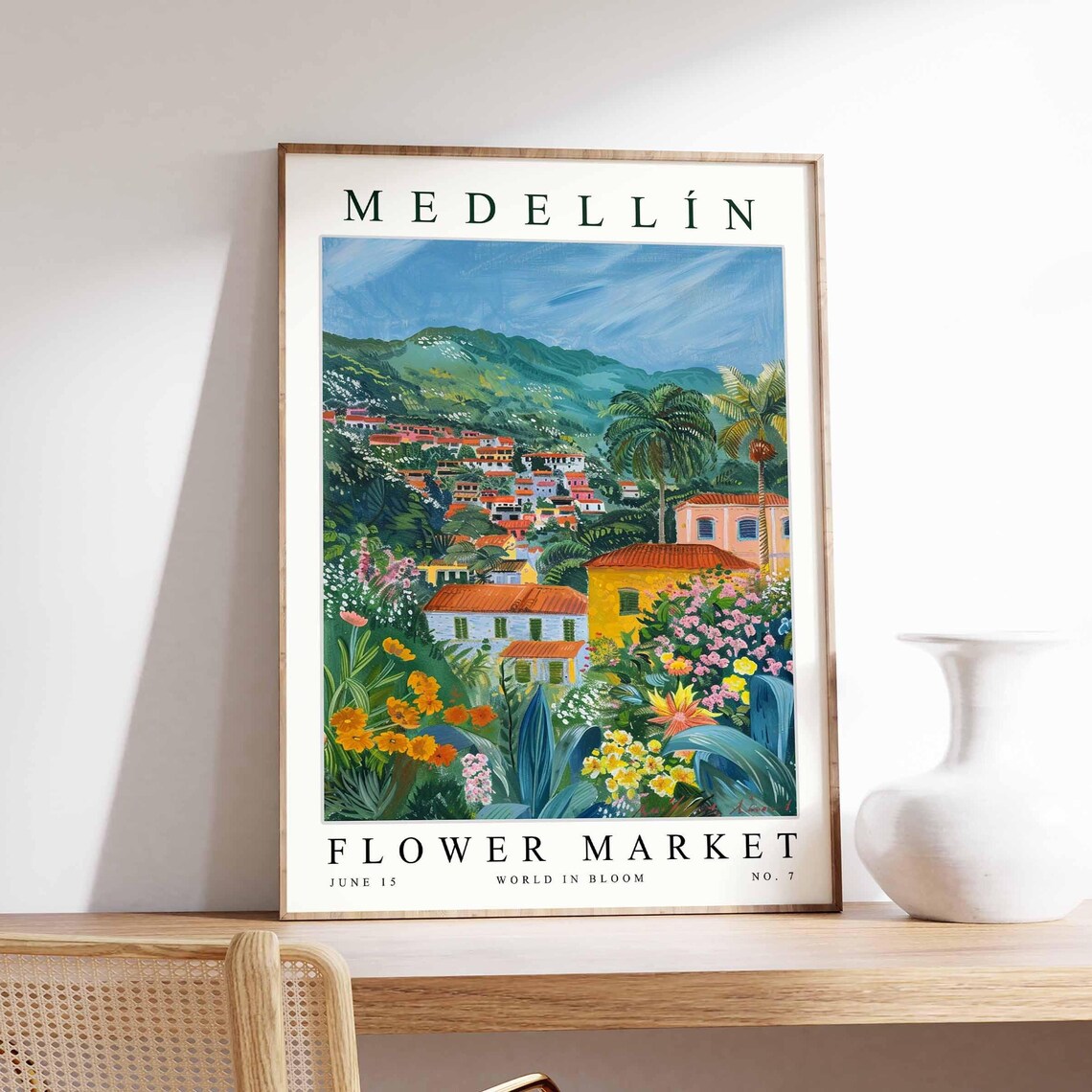 Medellín Flower Market Poster Print, Colombia Travel