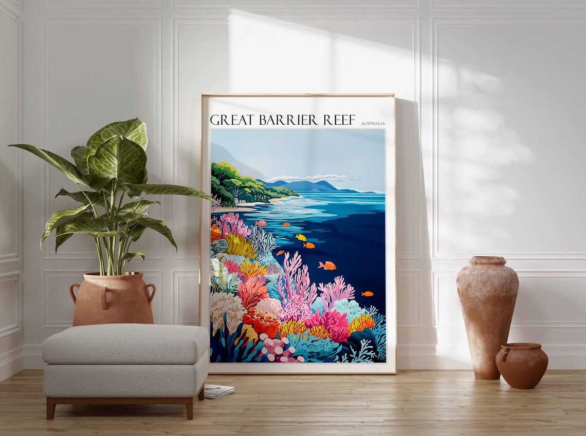Great Barrier Reef Coral Garden Graphic Illustration Australia Poster - Image 2