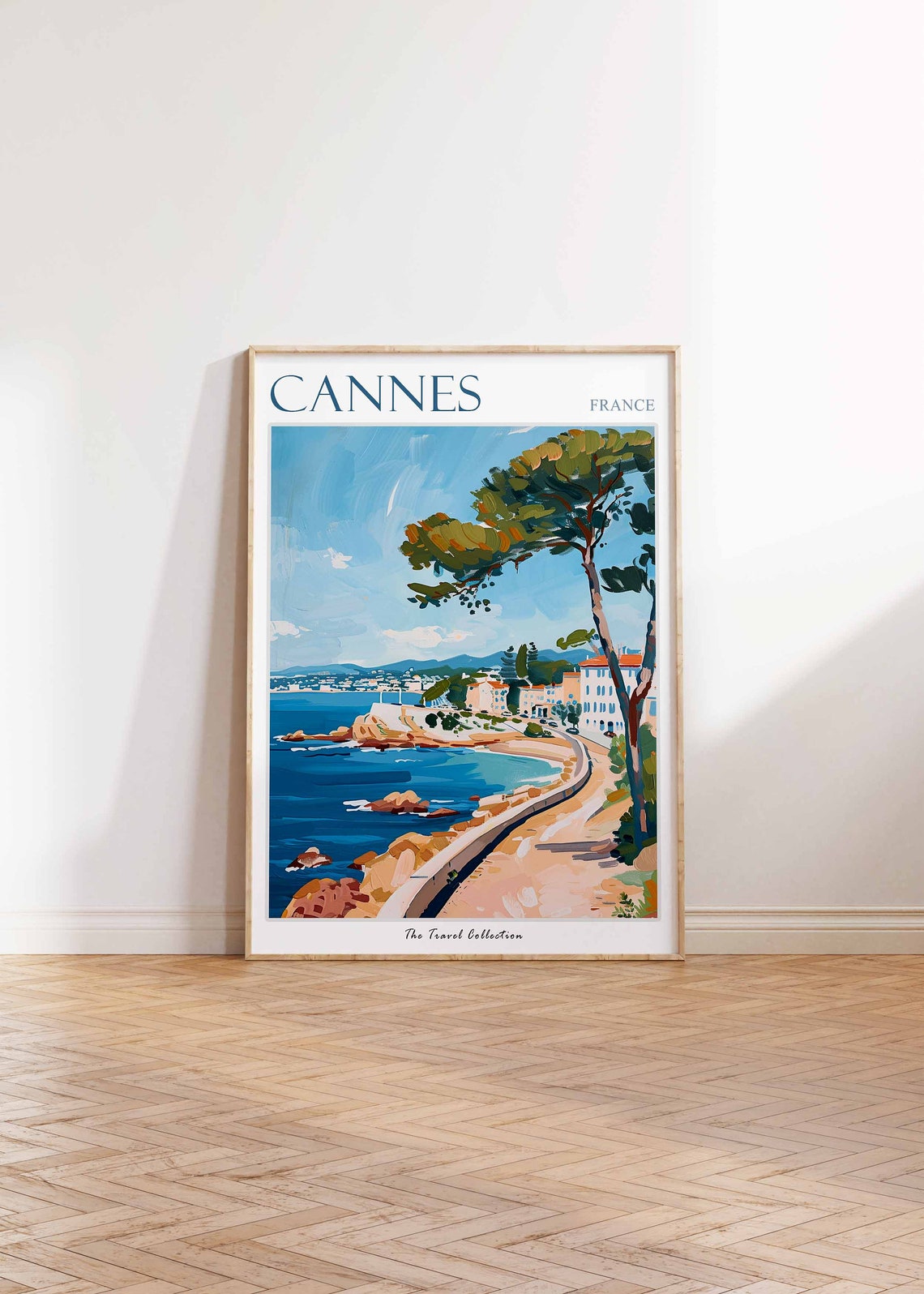 Cannes France Riviera Coast Pine Tree Vintage Style Travel Poster - Image 2