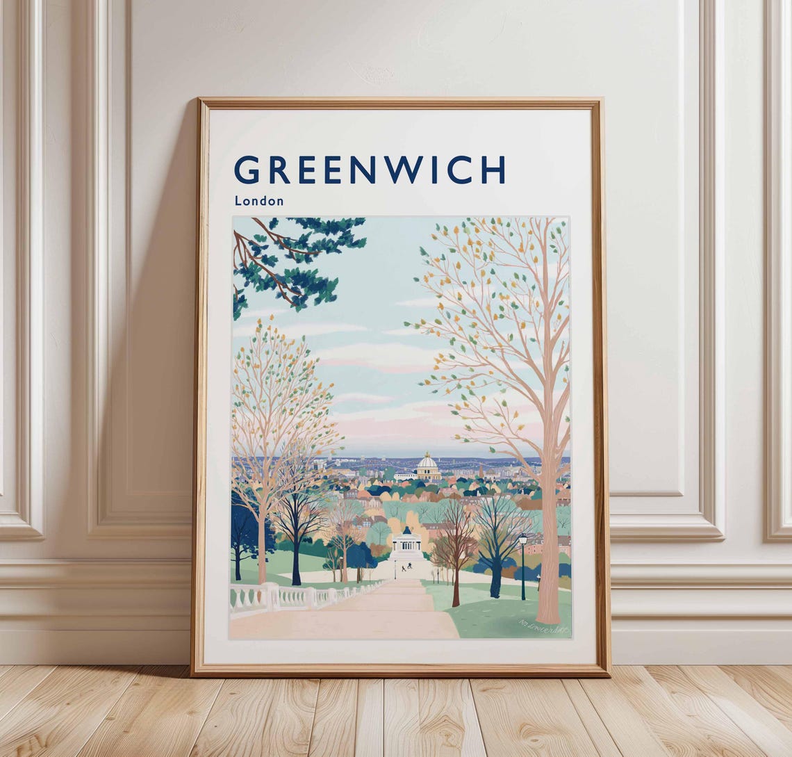 Greenwich London Park Trees Framing Royal City Dome View Poster