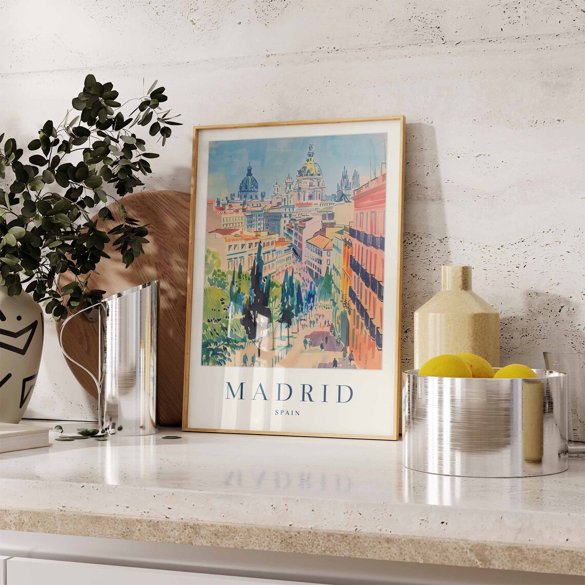 Madrid Spain Grand City Skyline Domes Street Scene Travel Poster - Image 3