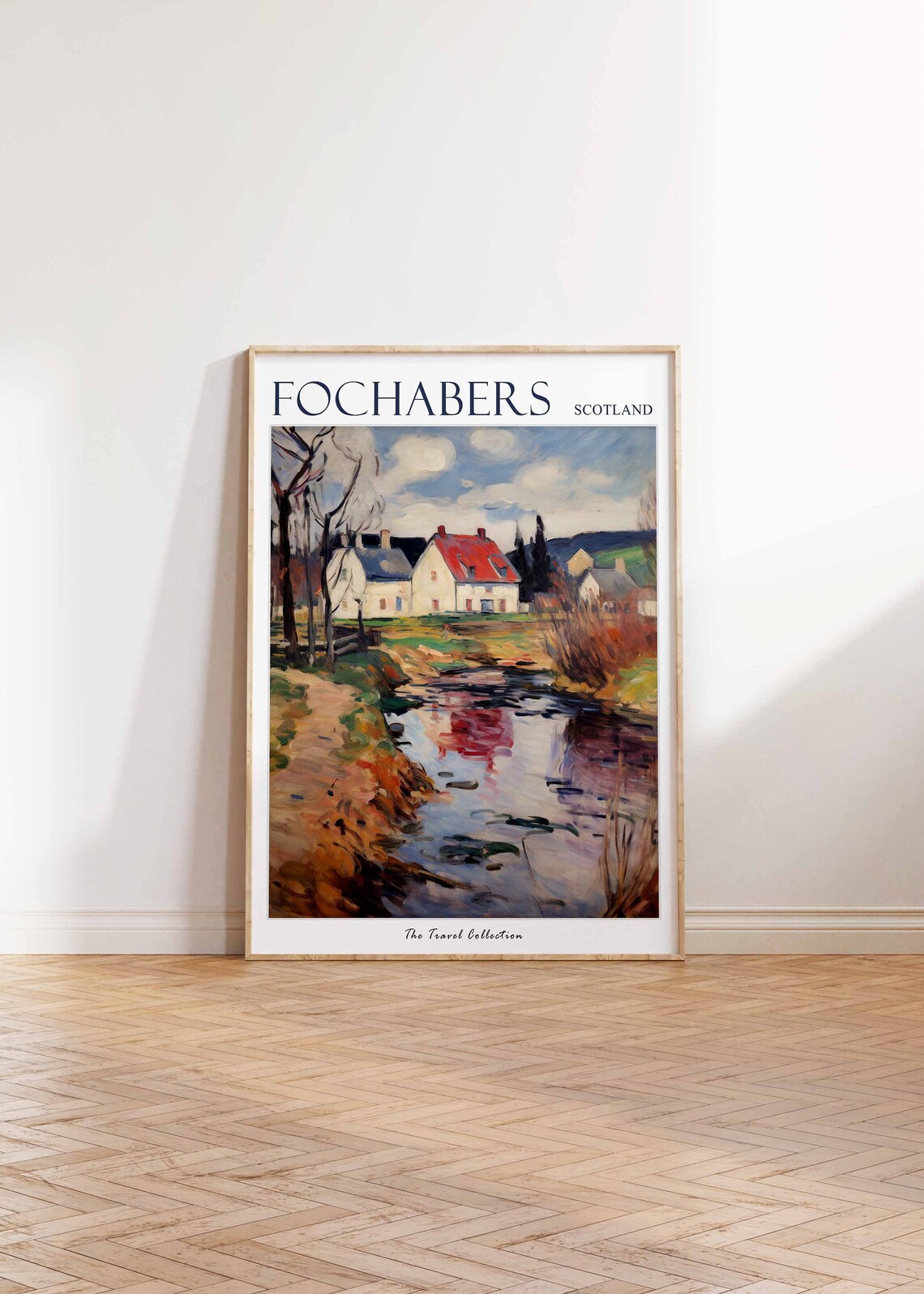 Fochabers Scotland Countryside River Cottage Vintage Travel Poster - Image 2