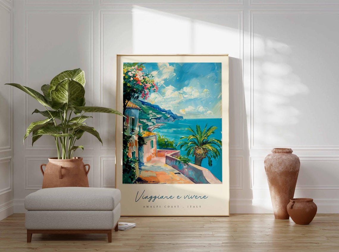 Amalfi Coast Poster Amalfi Coast Travel Print Amalfi Coast Travel Art Amalfi Coast Wall Art Italy Art Italy Travel Decor Travel Gift - Image 3