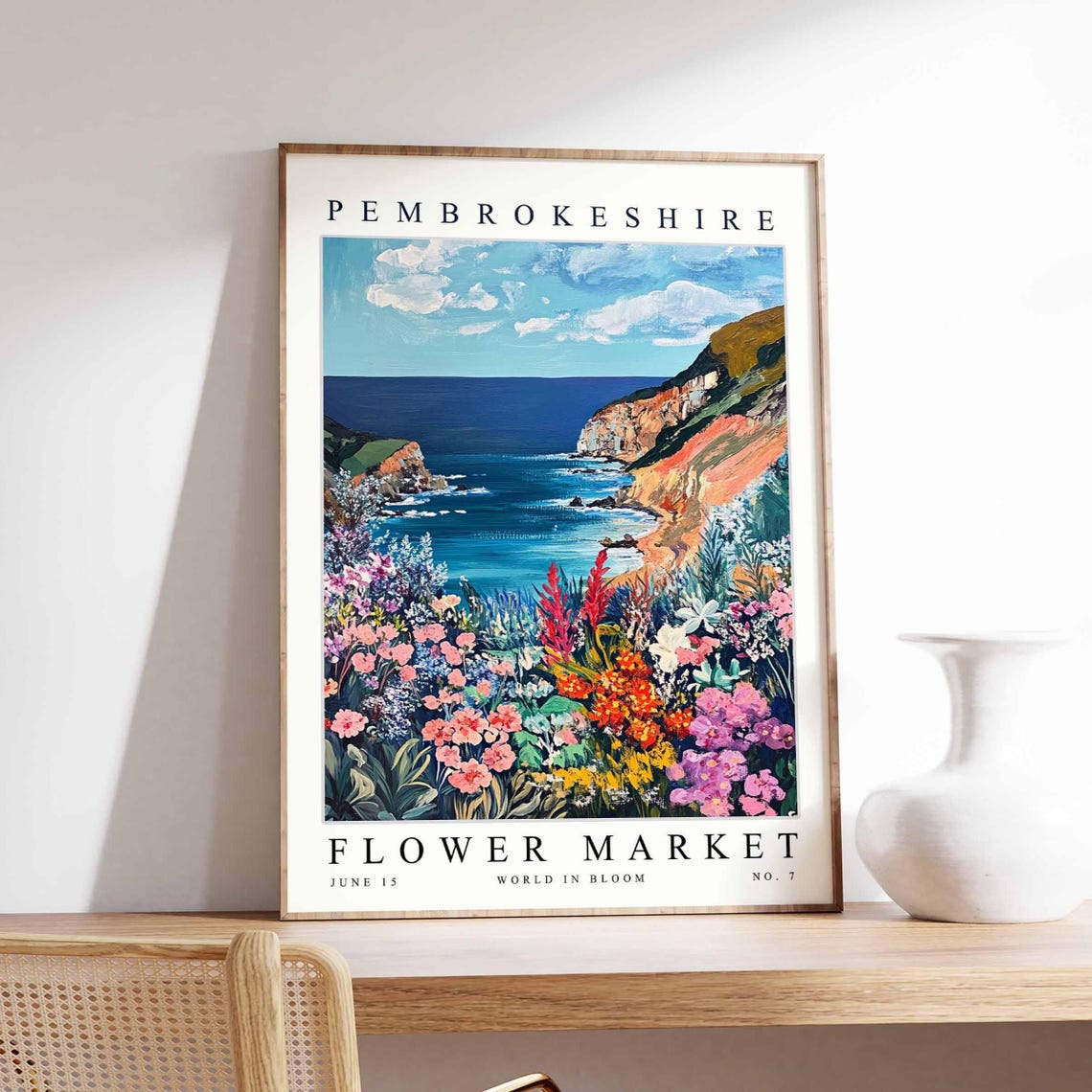Pembrokeshire Coastal Cove Wildflower Cliff Garden Floral Poster