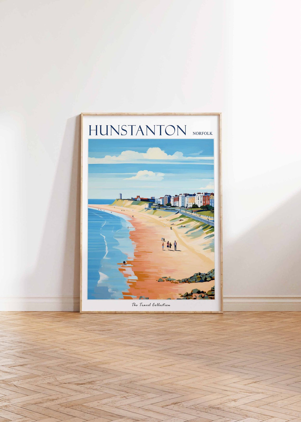 Hunstanton Norfolk Curved Beach Cliff Path Sea View Scene Poster - Image 2