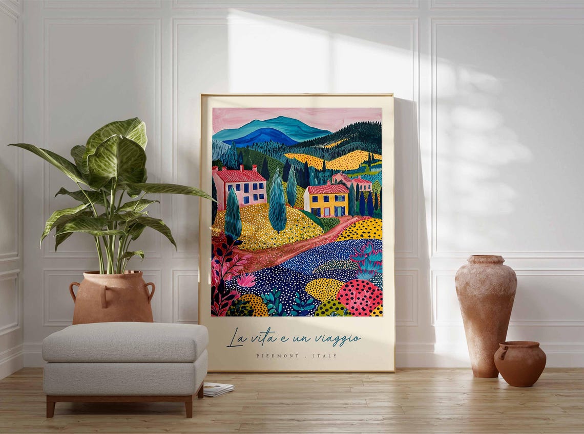 Piedmont Poster Italian Travel Print Piedmont Travel Art Piedmont Wall Art Italy Art Italy Travel Decor Italian Travel Gift - Image 3