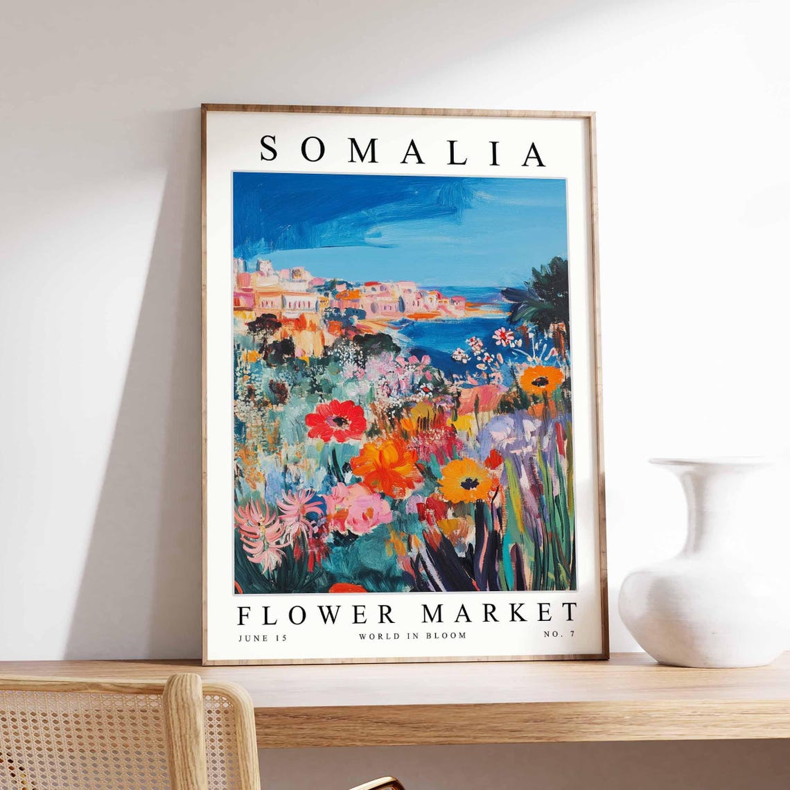 Somalia Flower Market Coastal Town Wildflower Field Art Poster