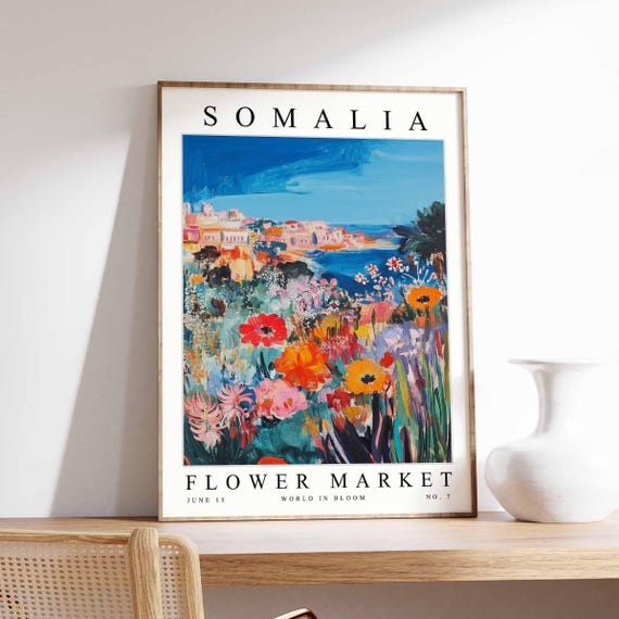 Somalia Flower Market Poster Print Somali Floral Wall Art Decor Botanical Africa African Travel