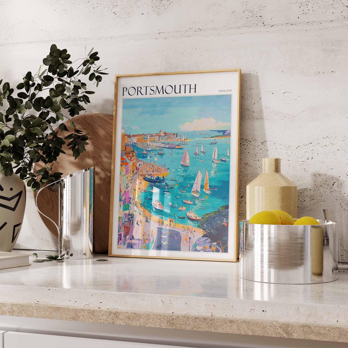 Portsmouth Poster Uk Travel Poster Coastal Wall Art British Decor Uk Home Decor Portsmouth Wall Art Portsmouth Travel Print Uk Print - Image 3