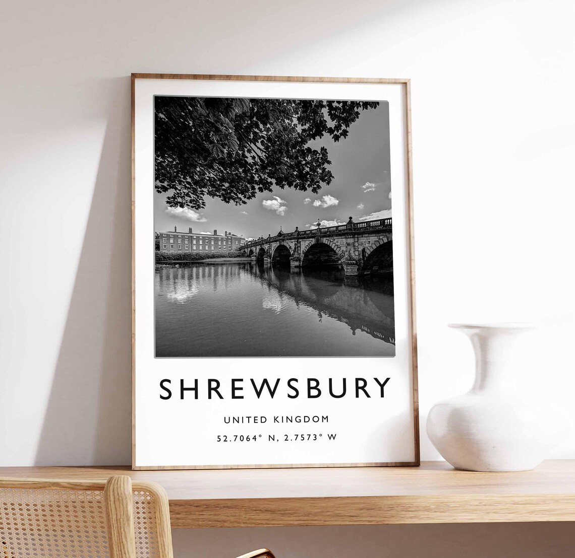Shrewsbury UK Poster, Historic Town Art Print