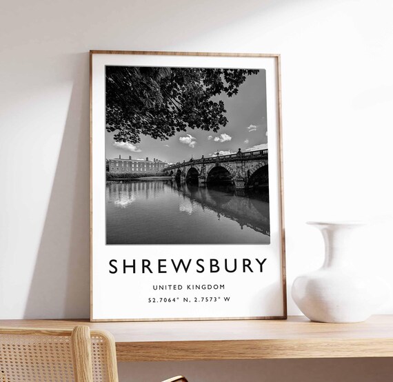 Shrewsbury UK Poster, Historic Town Art Print