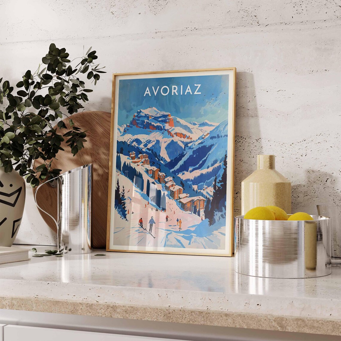 Avoriaz Ski Resort Slopes Chalets Snowy Peaks Winter Art Poster - Image 2