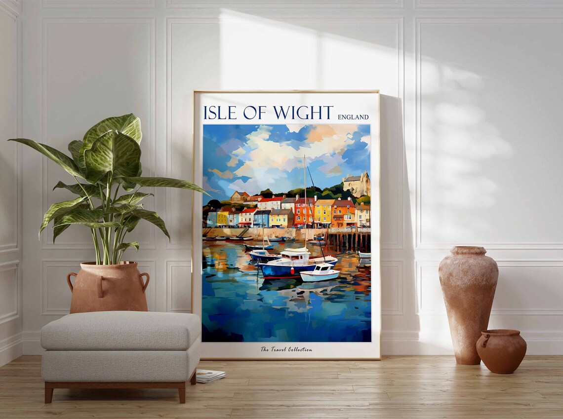 Isle of Wight England Colorful Harbor Boats and Seafront Poster - Image 3