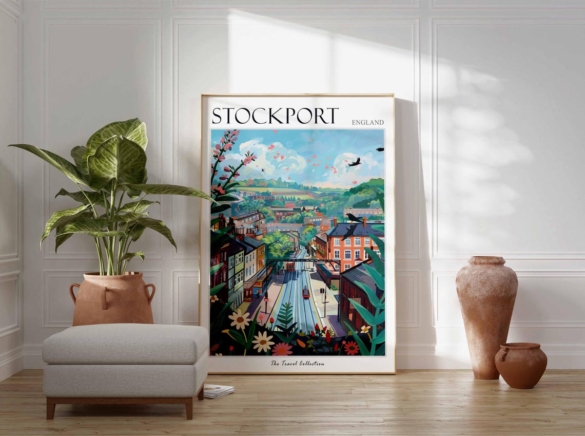 Stockport Poster England Travel Print British Decor United Kingdom Travel Poster Stockport Gift Stockport Travel Poster - Image 2