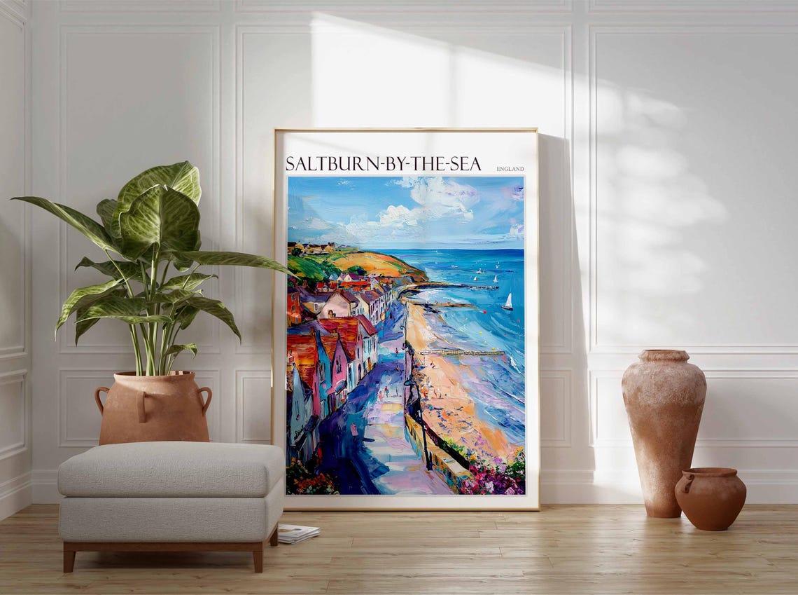 Saltburn By The Sea Poster Uk Travel Poster Coastal Wall Art British Art Uk Home Decor Vintage Seaside Poster Saltburn By The Sea Art - Image 4