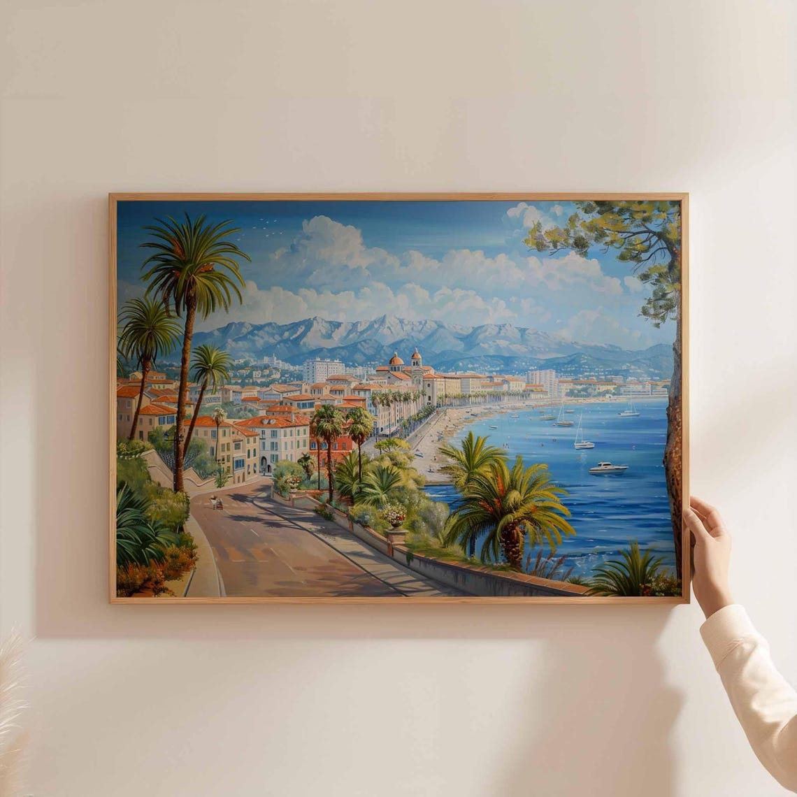 Cannes Poster France Travel Print French Riviera Wall Art Coastal Decor Beach Europetravel