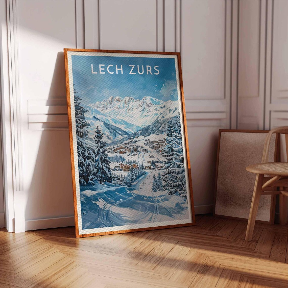 Lech Zurs Austria Vintage Ski Resort Snowy Mountain Village Poster - Image 3